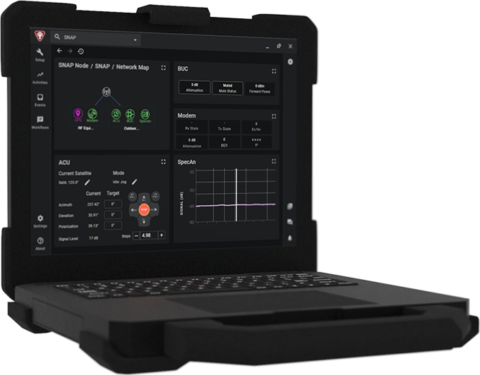 Terminus SNAP dashboard on a 3D rendered laptop