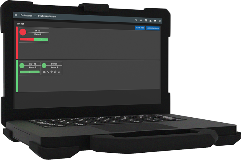 Nexus status overview dashboard screenshot on a 3D rendered laptop